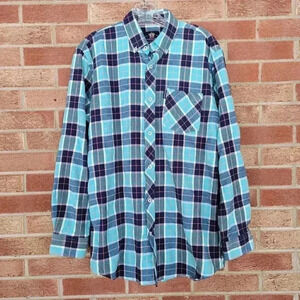 Bartholomew Flannel Collection Button Up Shirt Men's Size Medium Blue Plaid